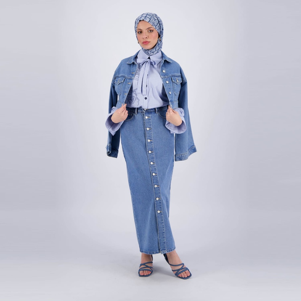 Cropped jacket femme avec manches larges en jeans - KINDA 2.0