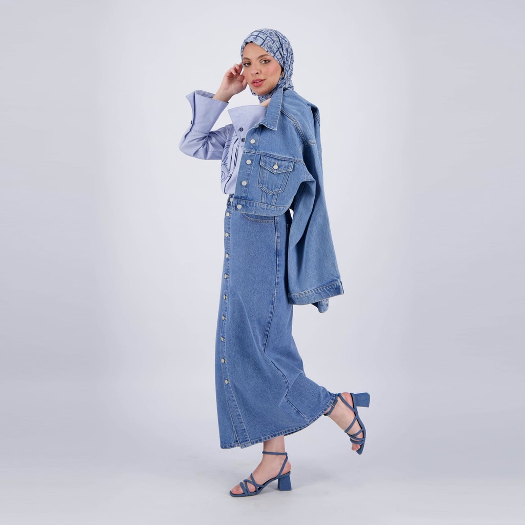 Cropped jacket femme avec manches larges en jeans - KINDA 2.0