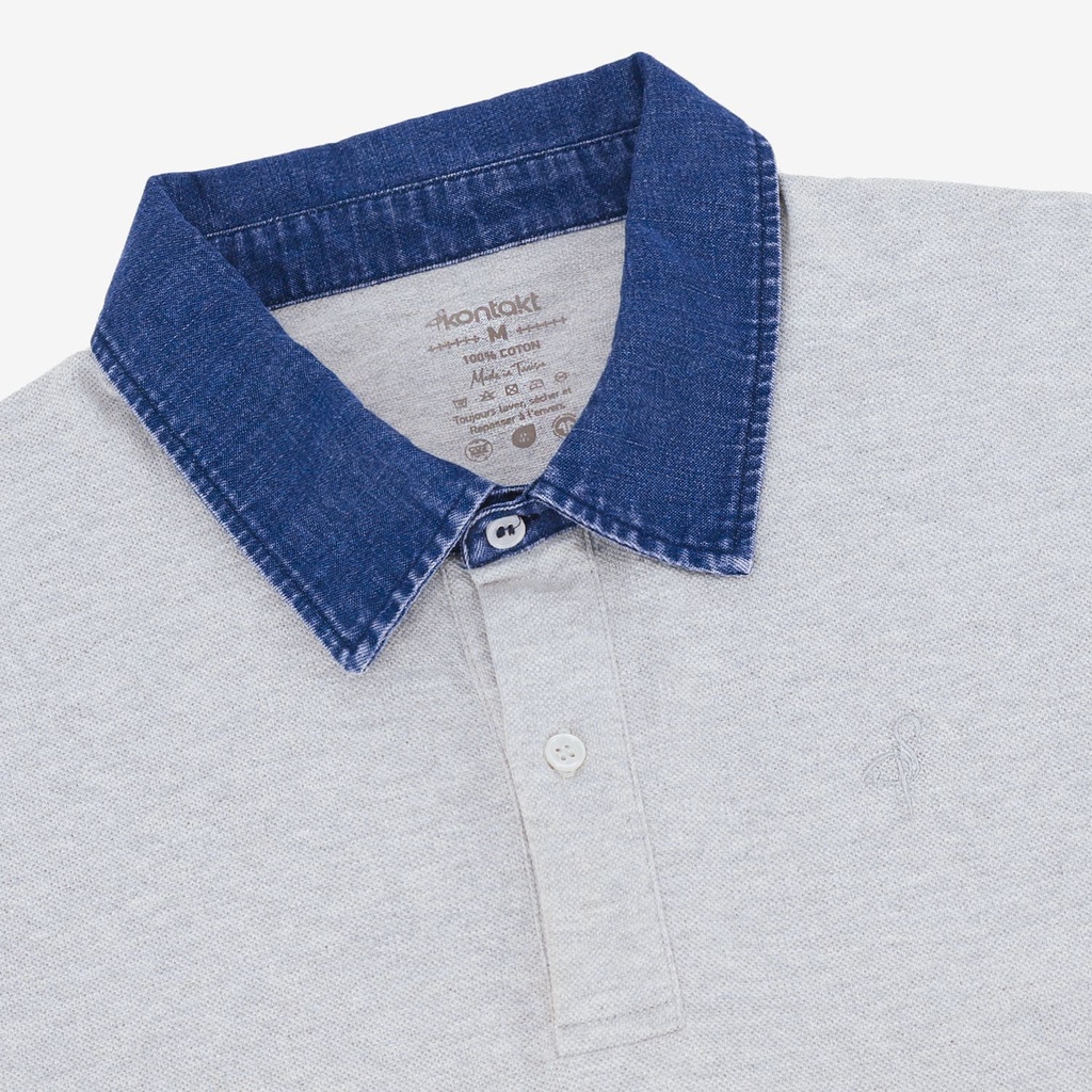 Polo homme manches courtes  avec col en denim