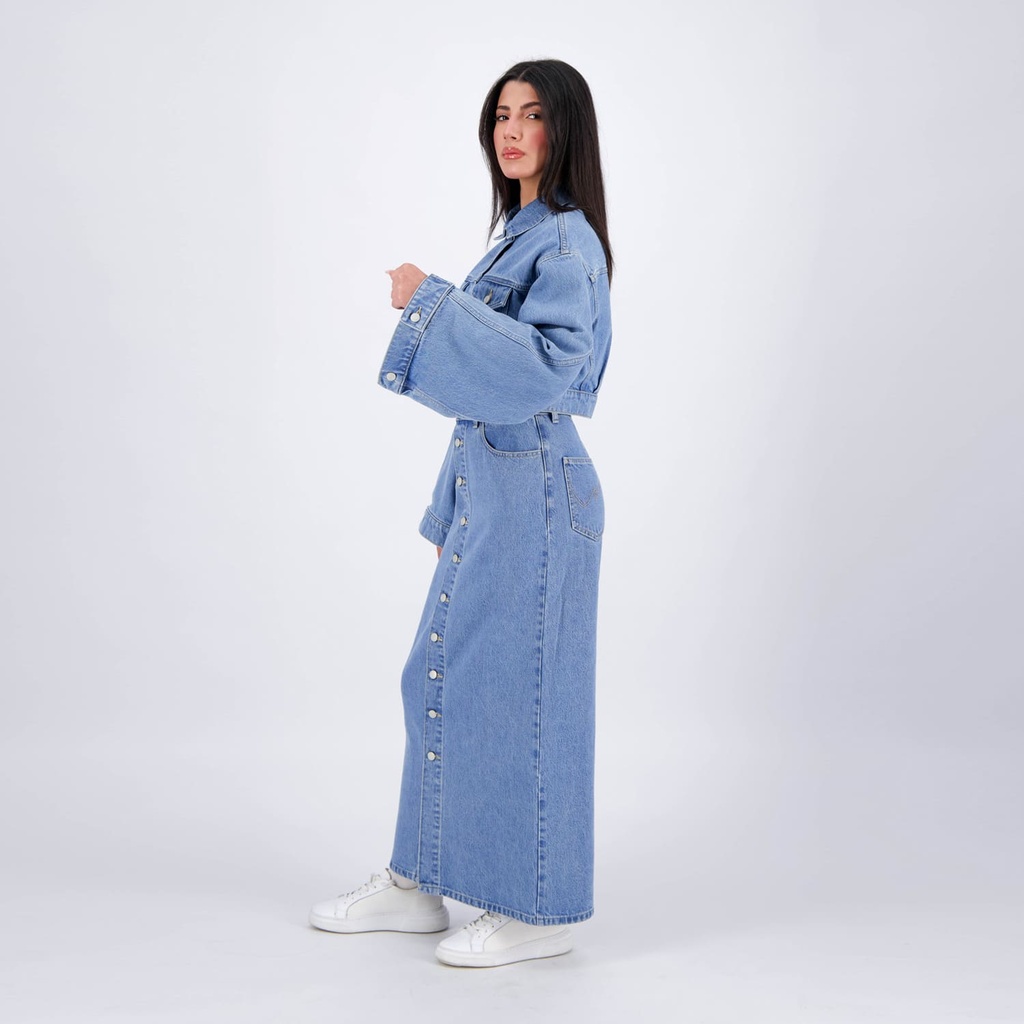 Cropped jacket femme avec manches larges en jeans - KINDA 2.0