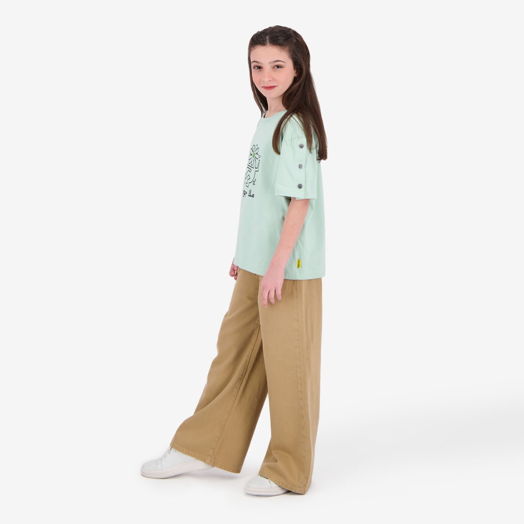 T-shirt fille manches courtes avec boutons pressions  ملا جو