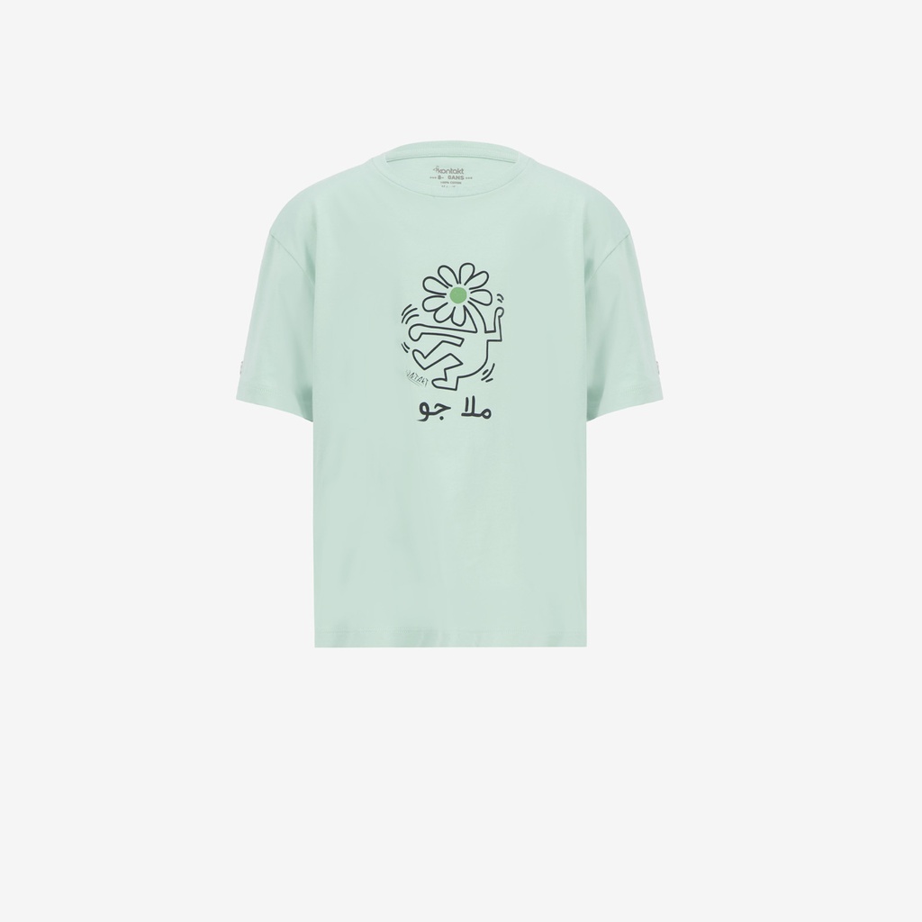 T-shirt fille manches courtes avec boutons pressions  ملا جو