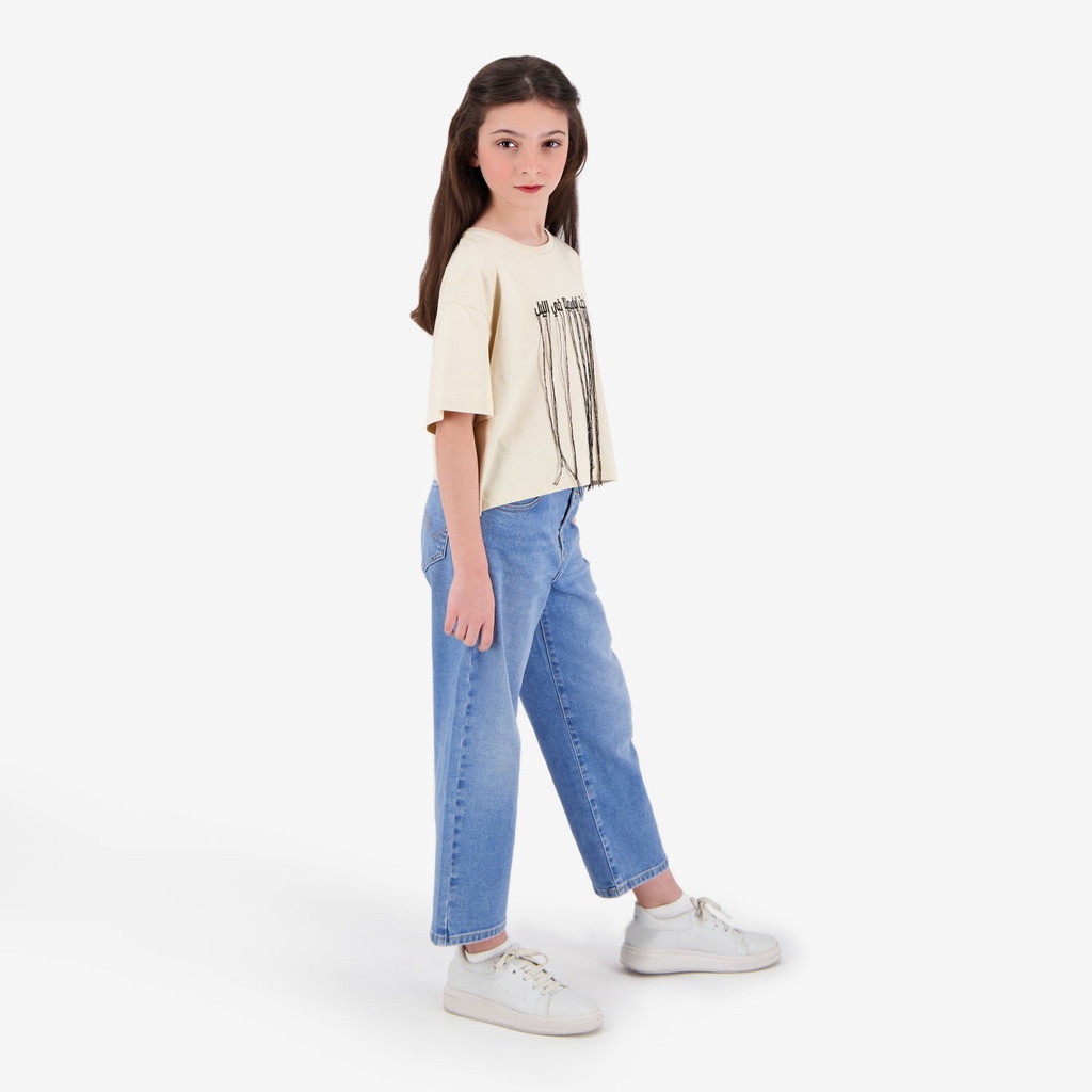 T-shirt fille sur taille manches courtes  تحت الياسمينة في الليل