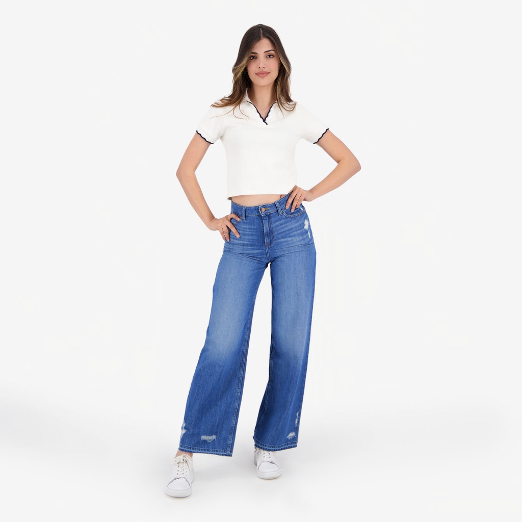 Polo côtelé femme manches courtes