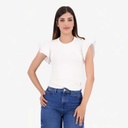 T-shirt côtelé femme manches à volant en chaine et trame