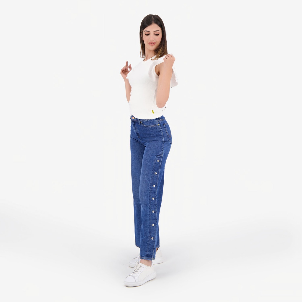 T-shirt côtelé femme manches à volant en chaine et trame