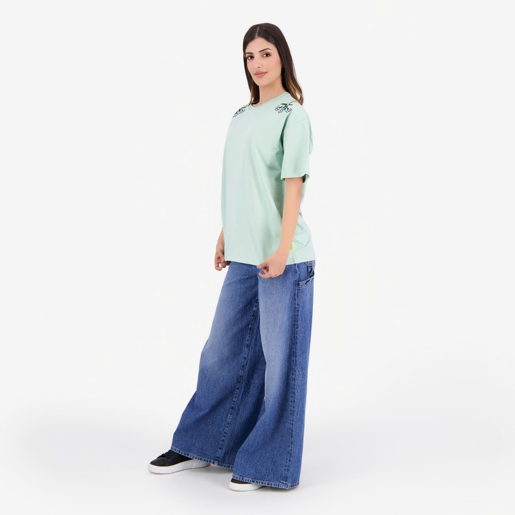 T-shirt oversized femme manches courtes FLEURS D'ŒILLETS
