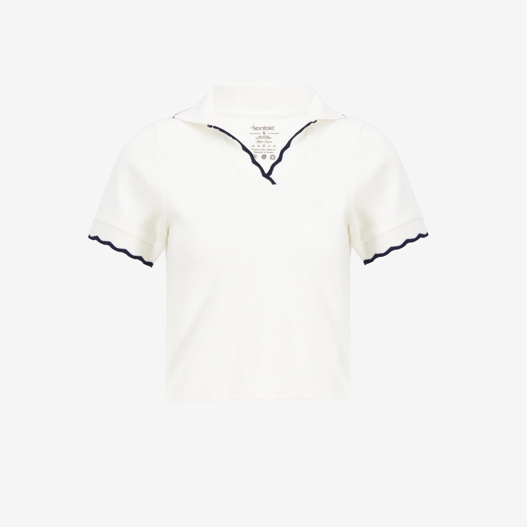 Polo côtelé femme manches courtes