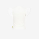 T-shirt côtelé femme manches à volant en chaine et trame