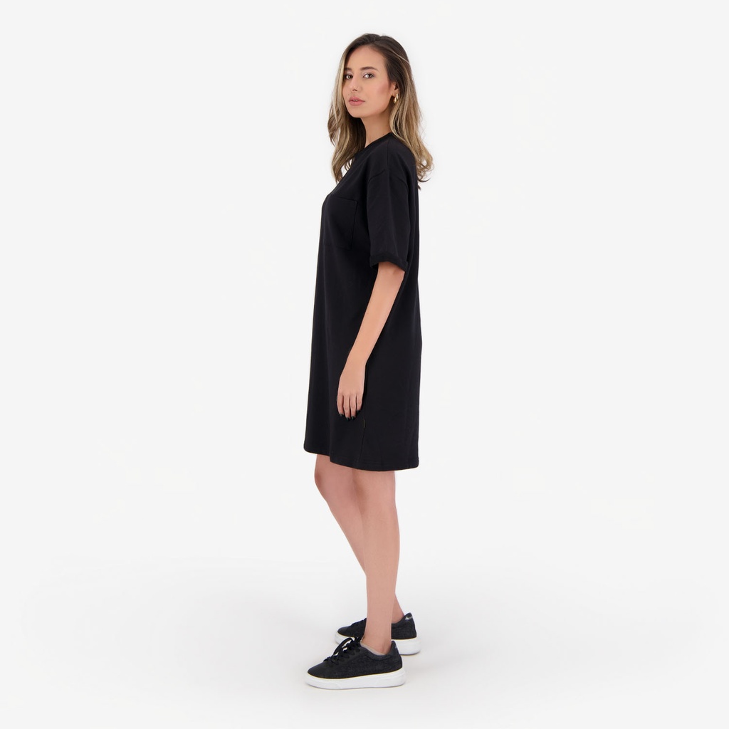 Robe sweat femme manches courtes avec poche plaquée