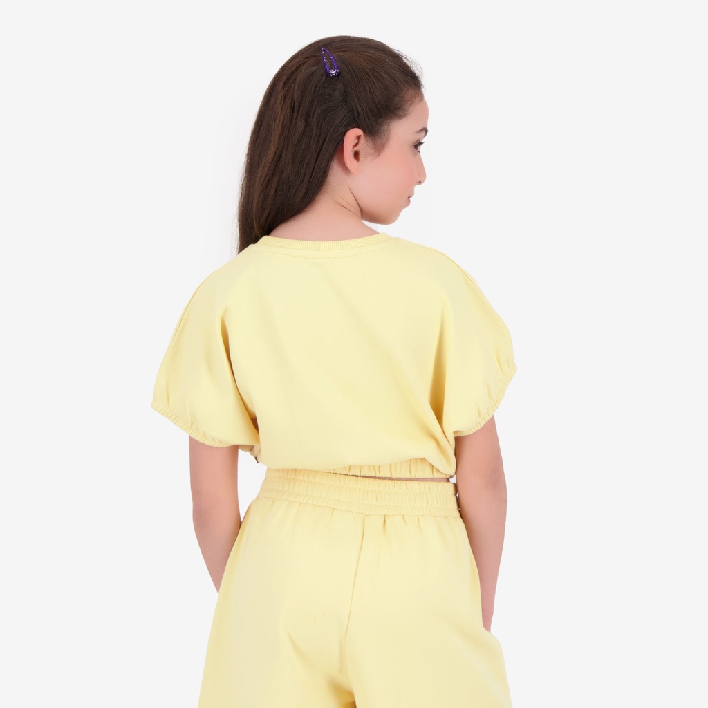 Sweat crop fille manches courtes avec détail elastique