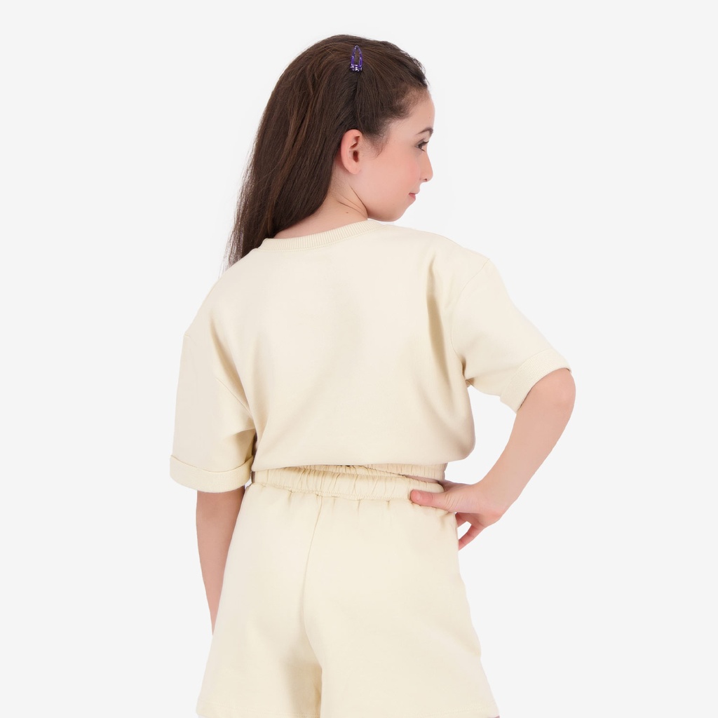 Sweat crop fille manches courte   الوردة لي نحكي عليها