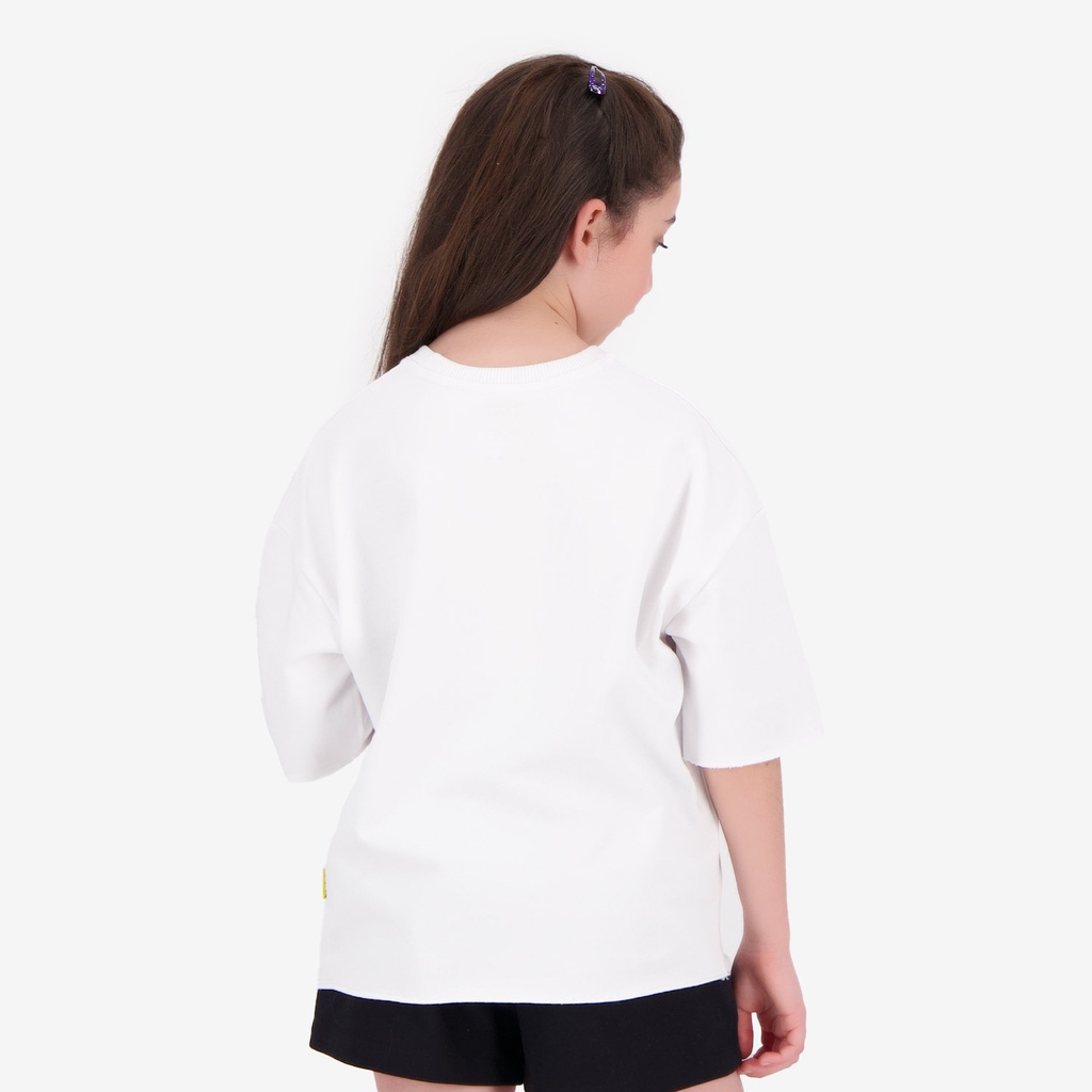 Sweat oversized fille manches courtes