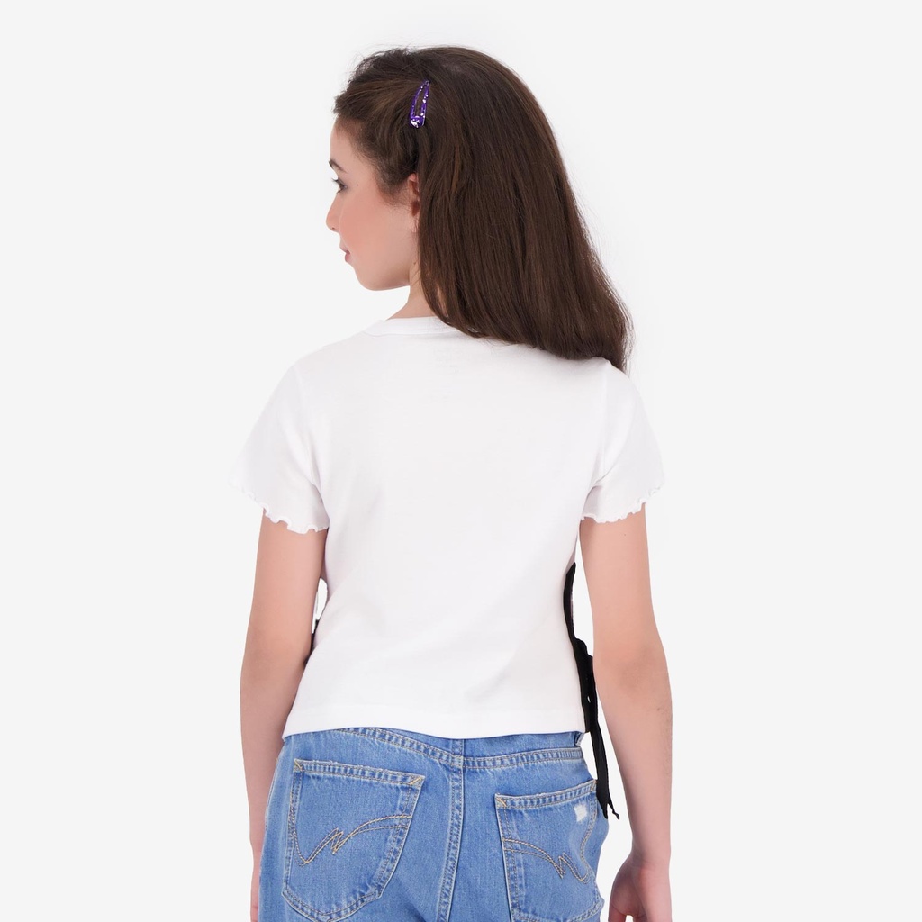 T-shirt fille manches courtes avec  noeuds sur le cotés