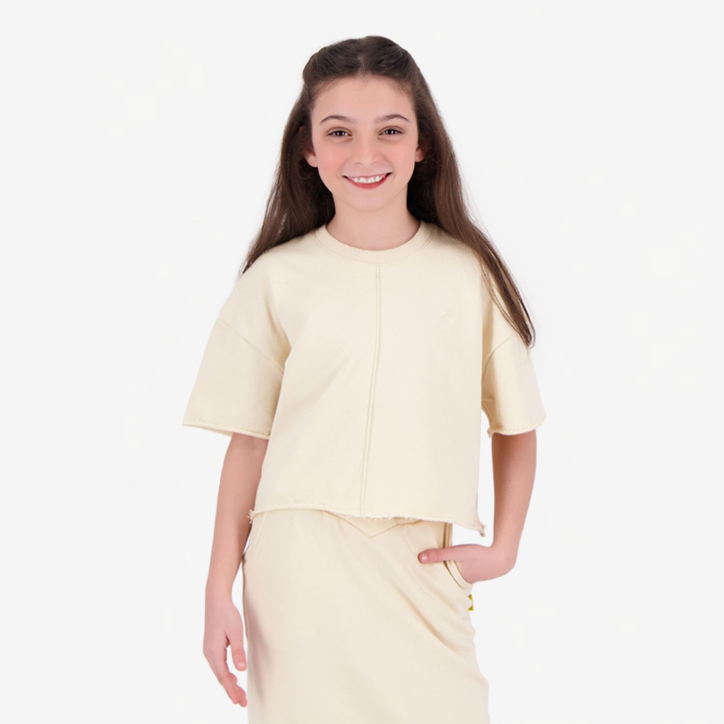 Sweat sur taille fille manches courtes avec pin up