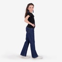 T-shirt côtelé fille manches à volant en chaine et trame