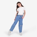 T-shirt fille manches courtes avec nœuds sur le cotés