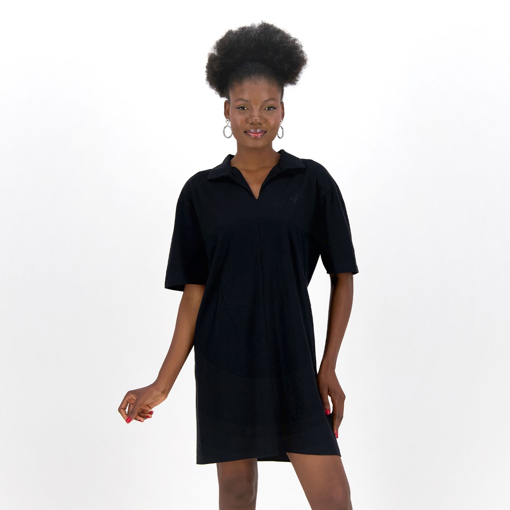 Robe femme manches courtes avec col chemisier