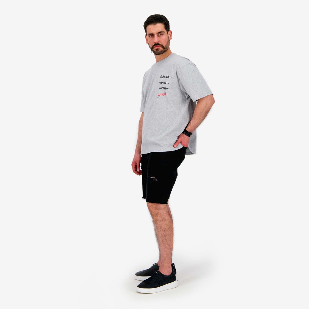 T-shirt oversized homme manches courtes FRIENDS LOVE WORK فلوس