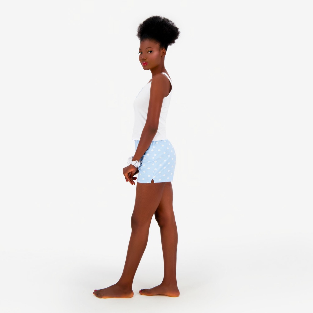 Ensemble femme débardeur et short avec patte boutonnée