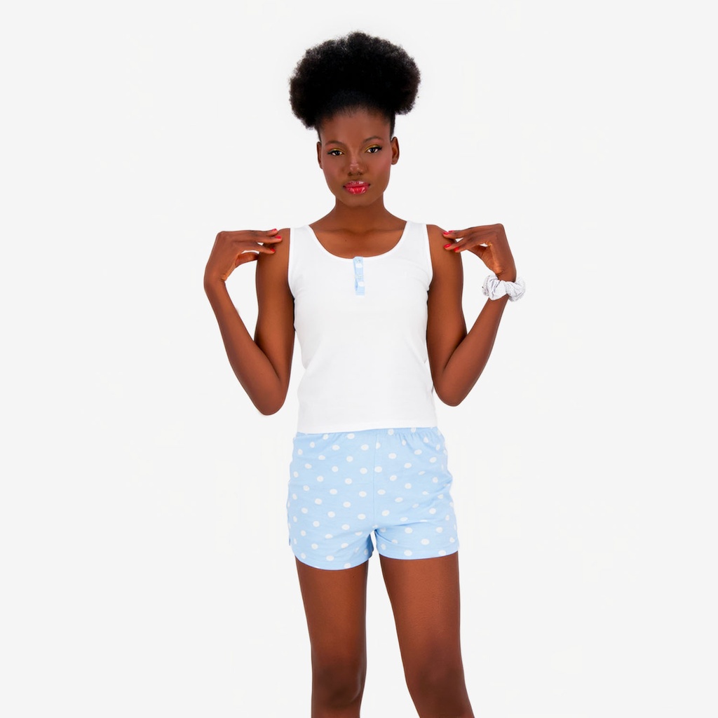 Ensemble femme débardeur et short avec patte boutonnée