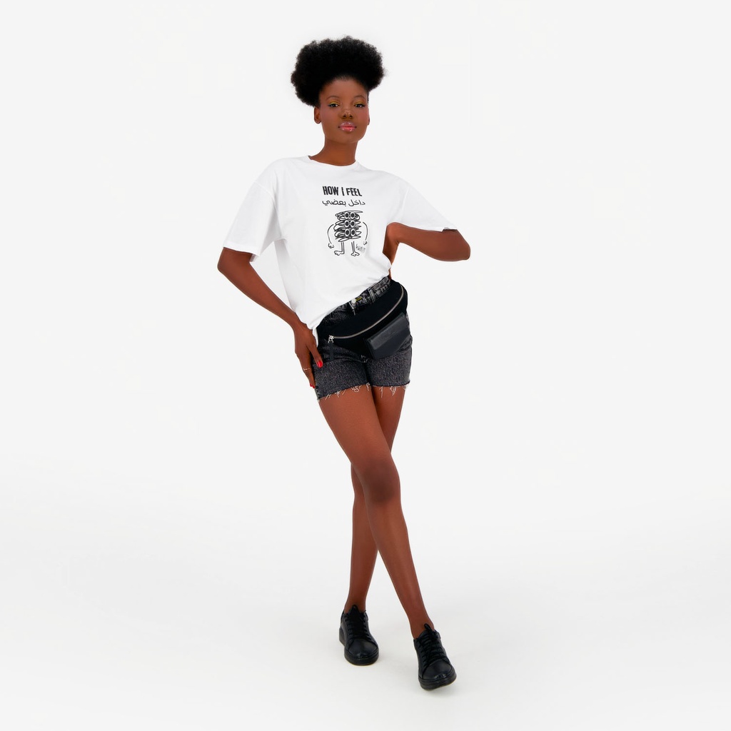 T-shirt oversized femme manches courtes I FEEL داخل بعضي