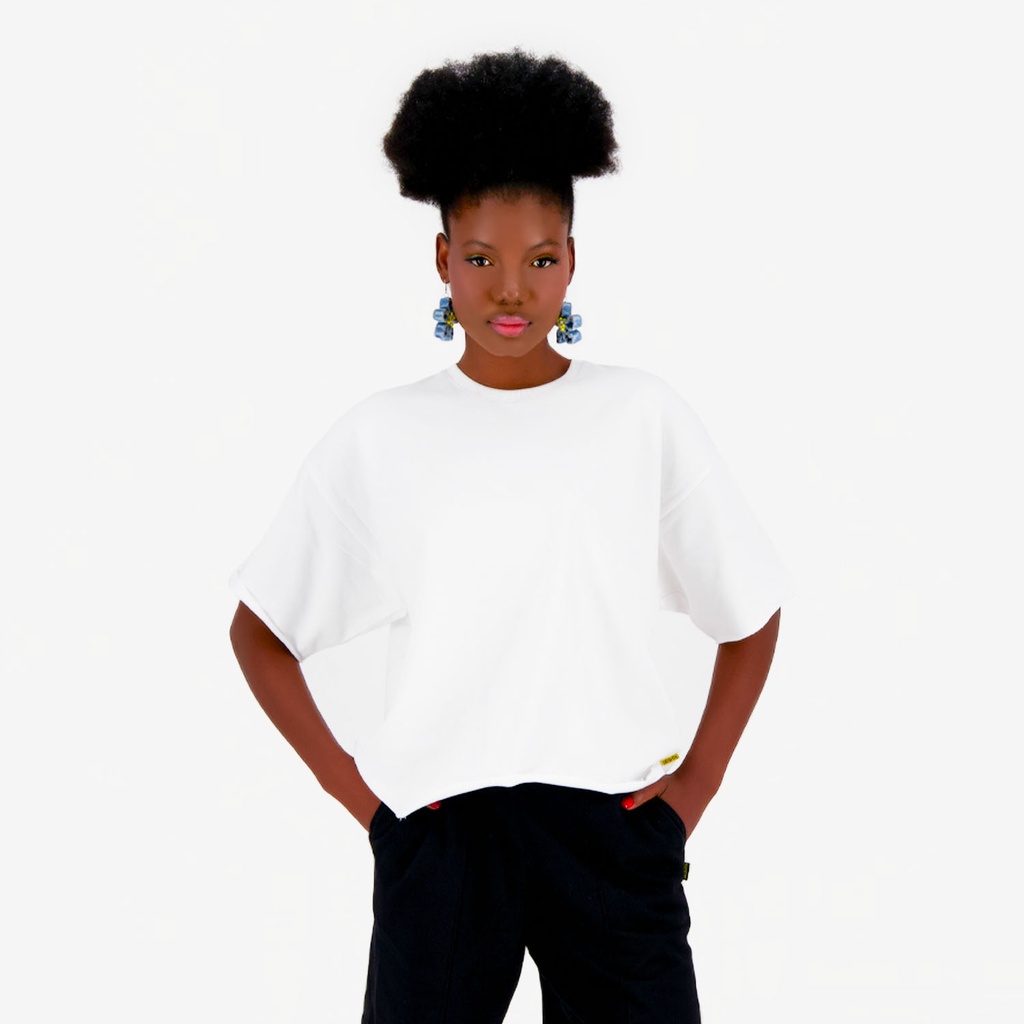 Sweat oversized femme manches courtes avec broderie