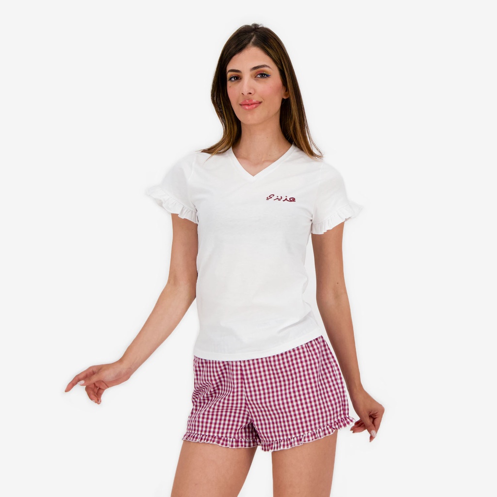 Ensemble femme manches courtes avec volant عزيزي