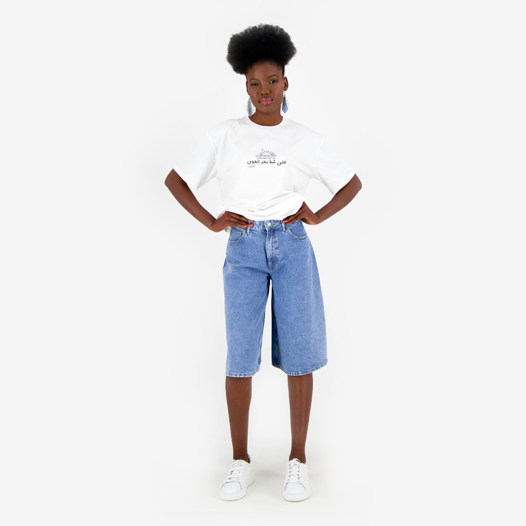 Bermuda femme taille haute en jeans -BADIRA