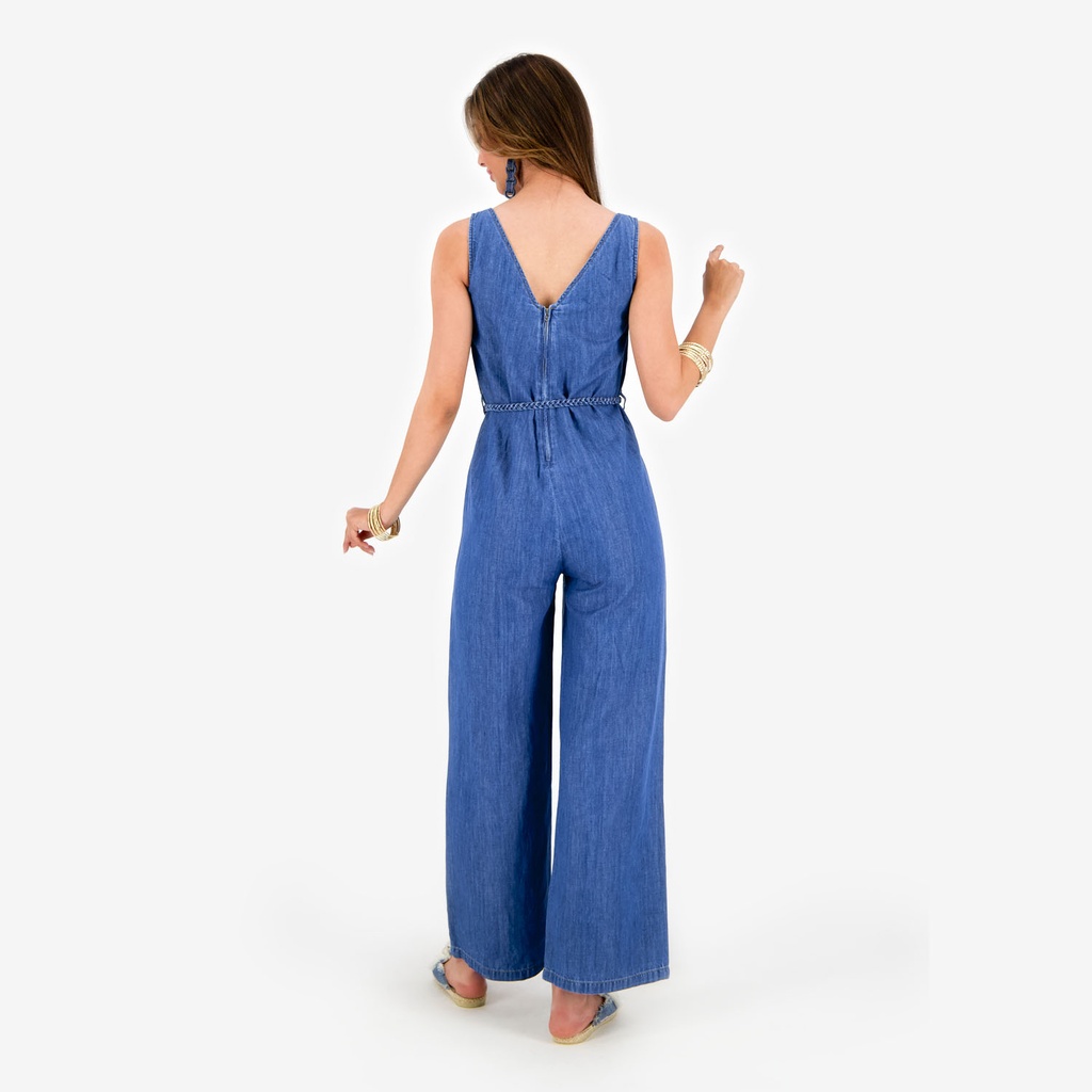 Combinaison fluide femme en jeans-TAMARA