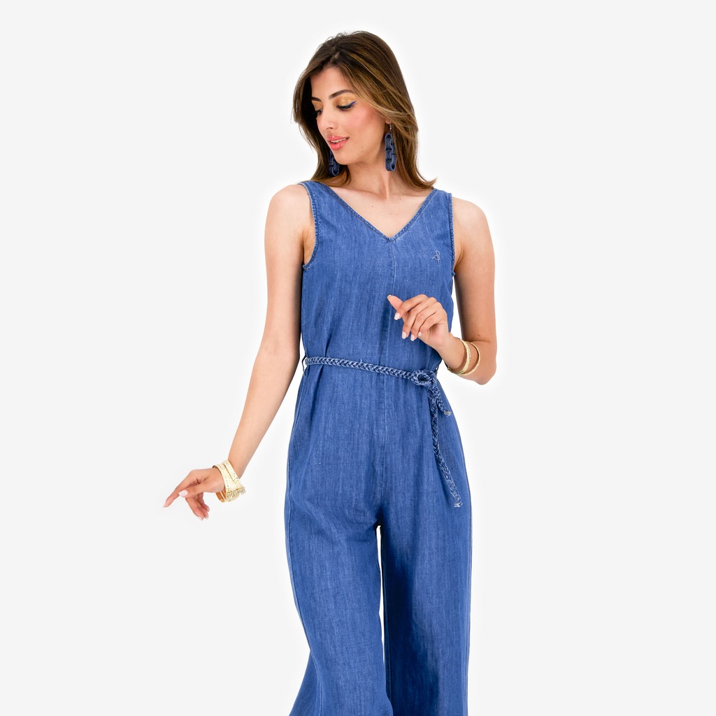 Combinaison fluide femme en jeans-TAMARA