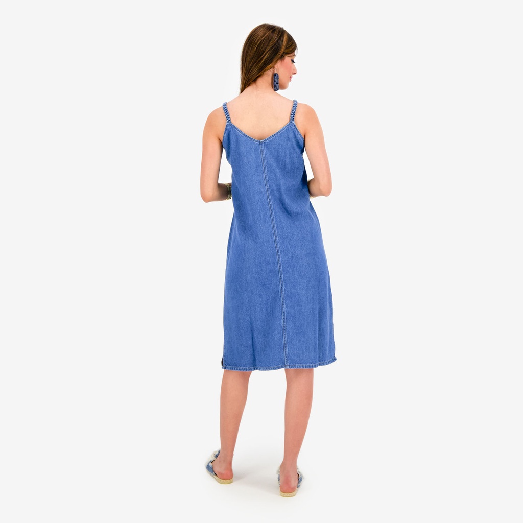 Robe bretelle fluide femme en jeans THANIA