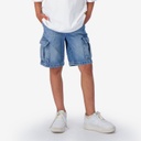Bermuda cargo unisexe enfant en jeans avec rib