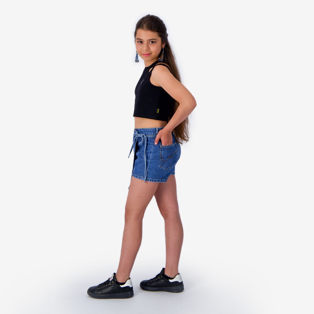 Skort fIlle avec noued en jeans