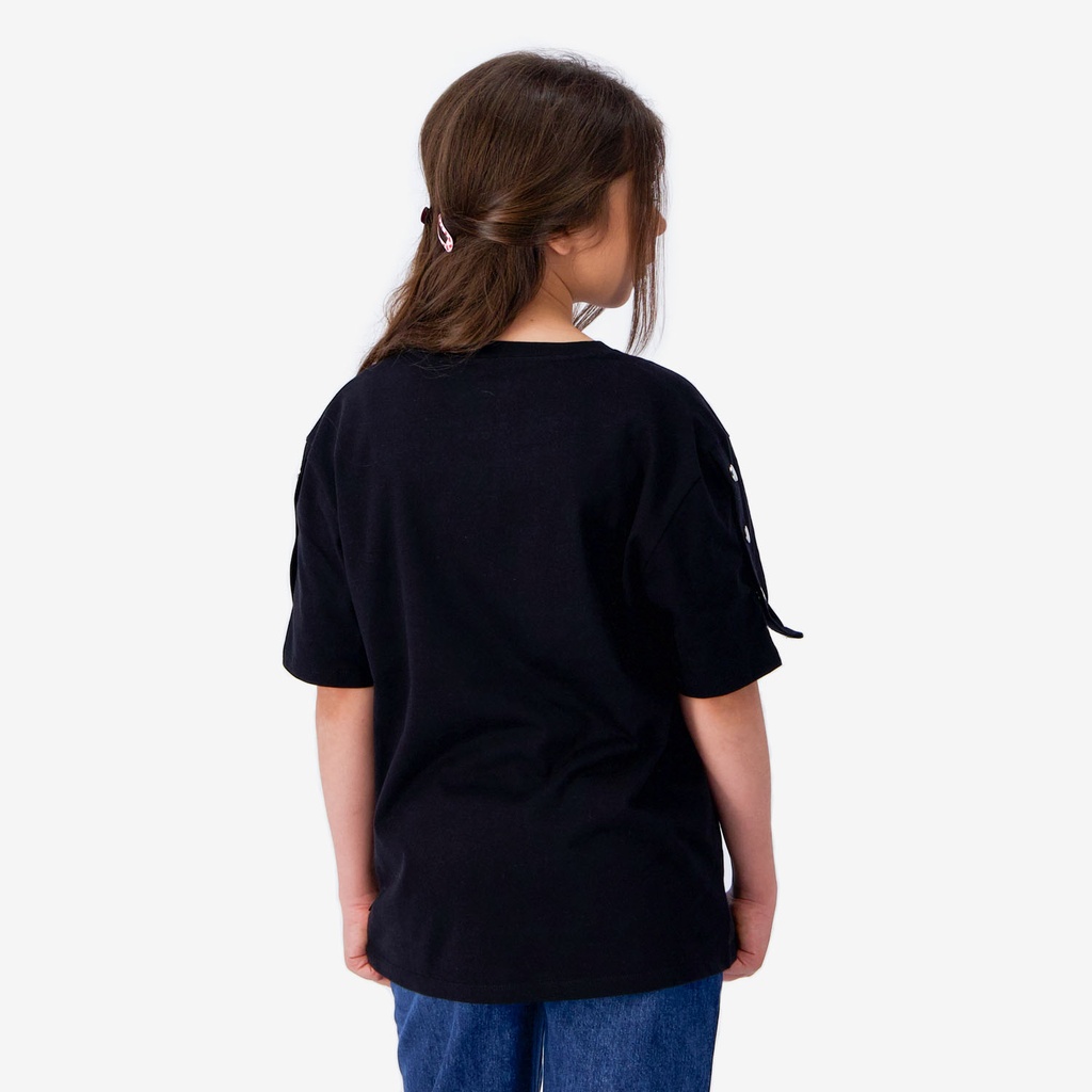 T-shirt fille manches courtes avec boutons pression  COQUILLAGES