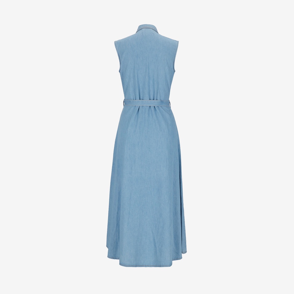 Robe chemise fluide femme sans manche en jeans- CYLINE