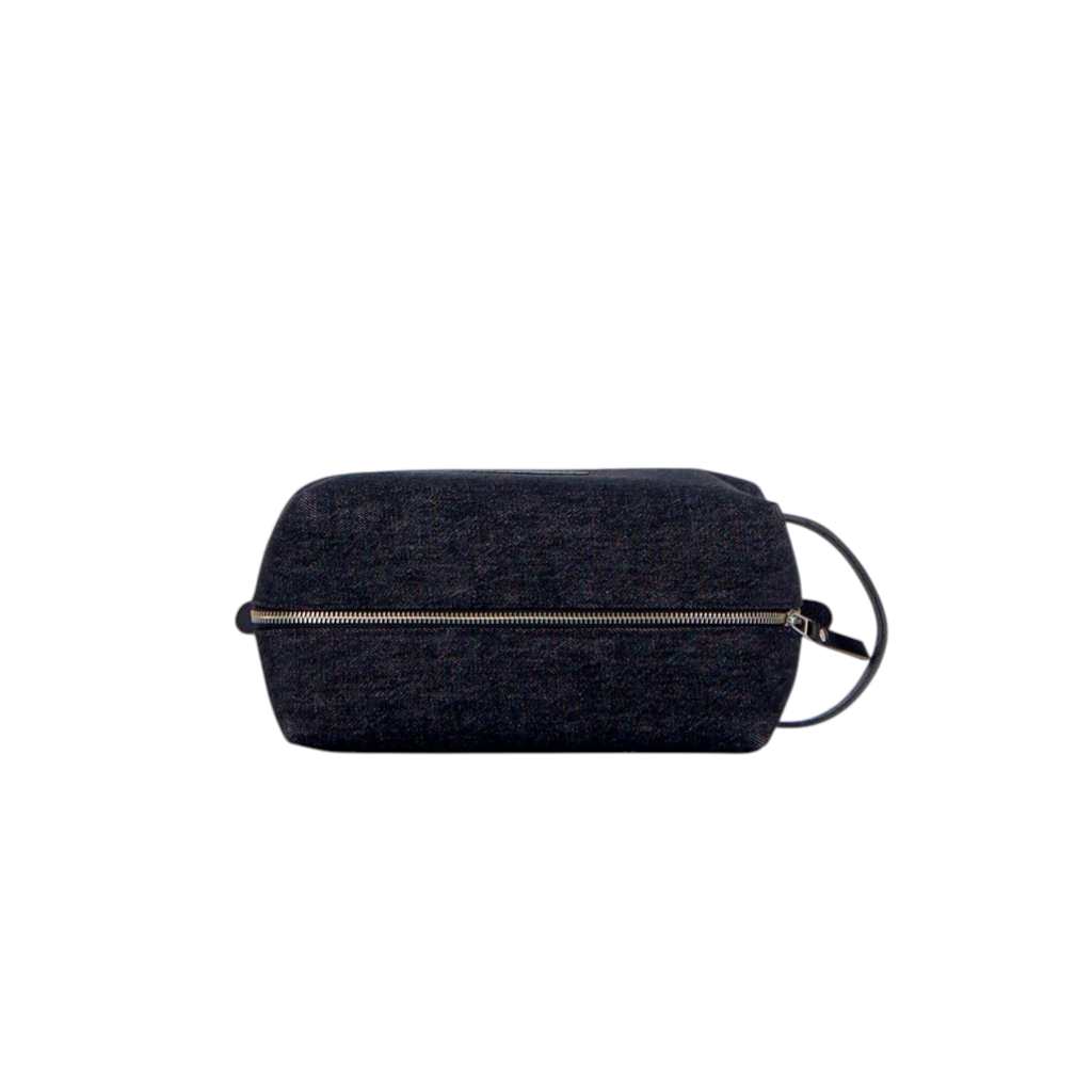 Trousse de toilette homme en jeans et cuir