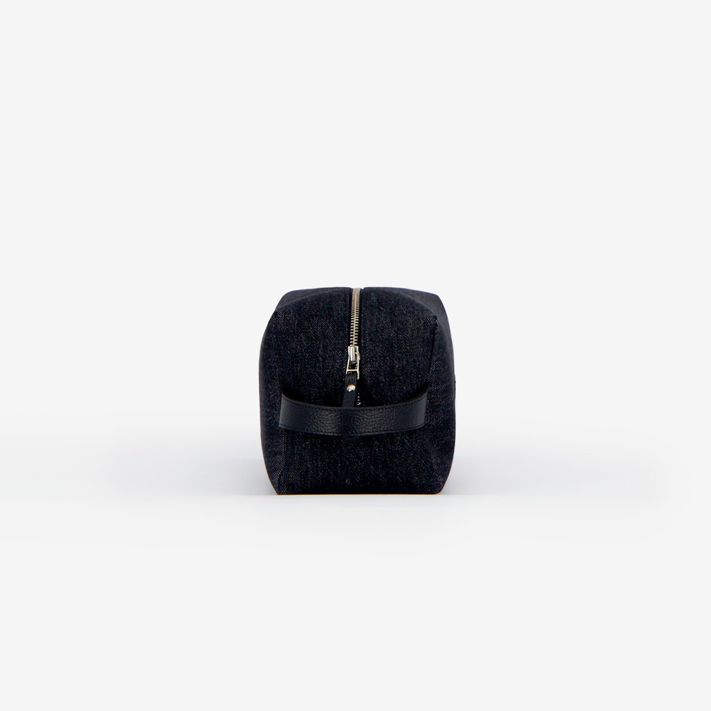 Trousse de toilette homme en jeans et cuir