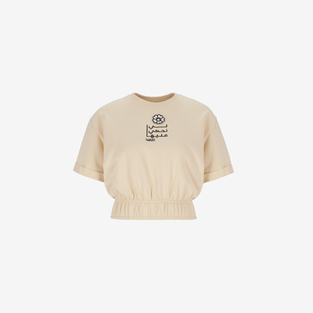 Sweat crop femme manches courtes  الوردة لي نحكي عليها