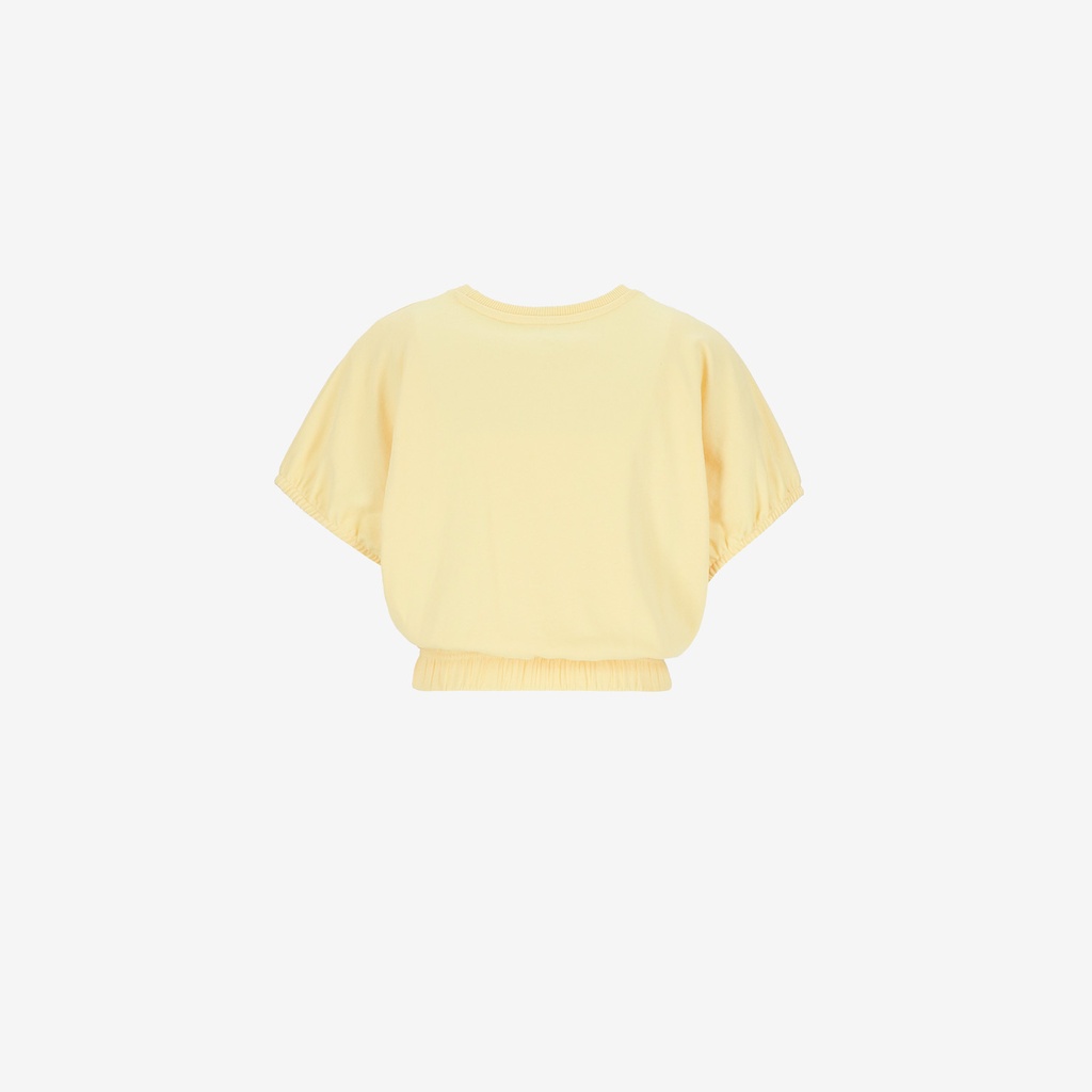 Sweat crop fille manches courtes avec détail élastique