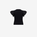 T-shirt côtelé fille manches à volant en chaine et trame