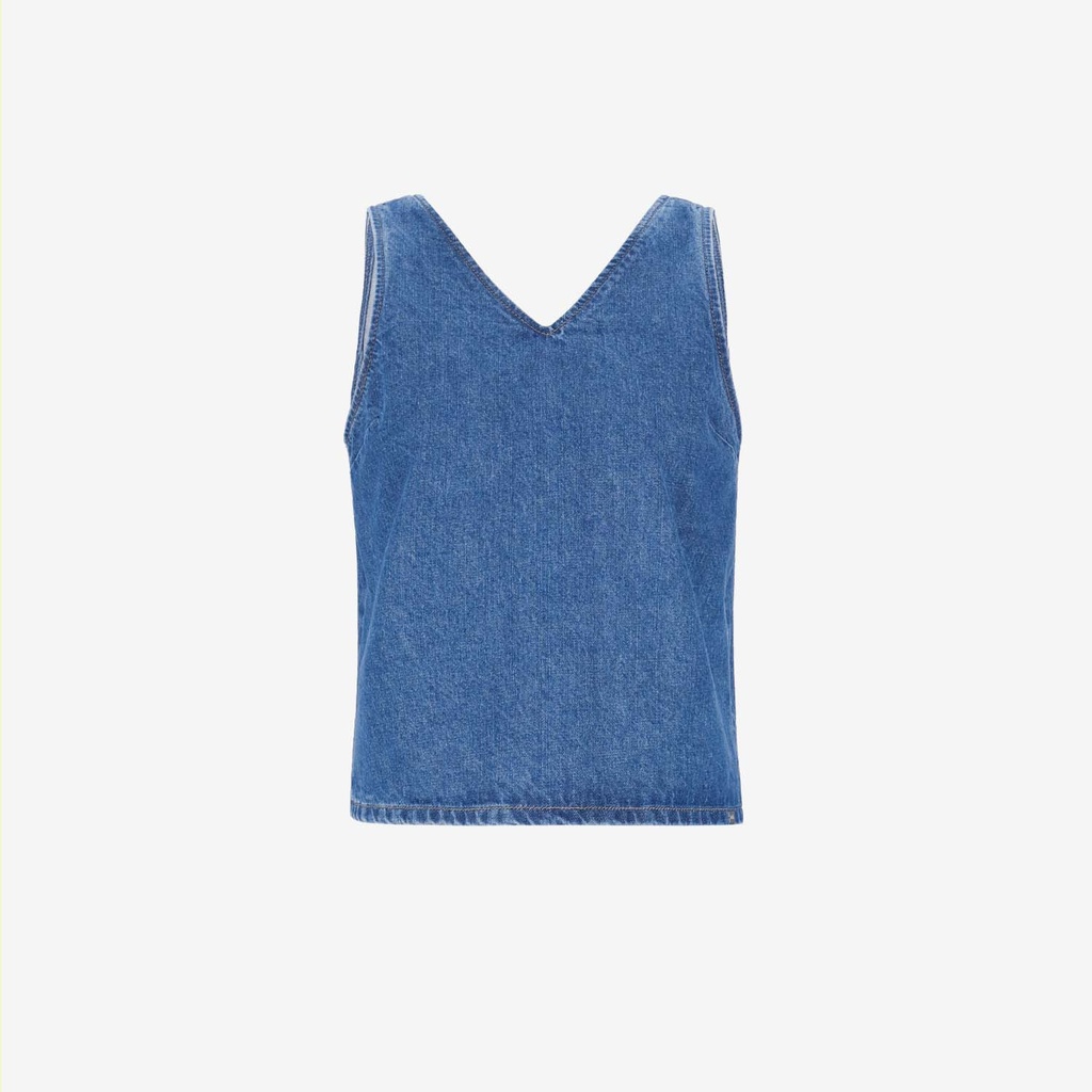 Top femme avec noeud sur le dos en jeans-TOUBA