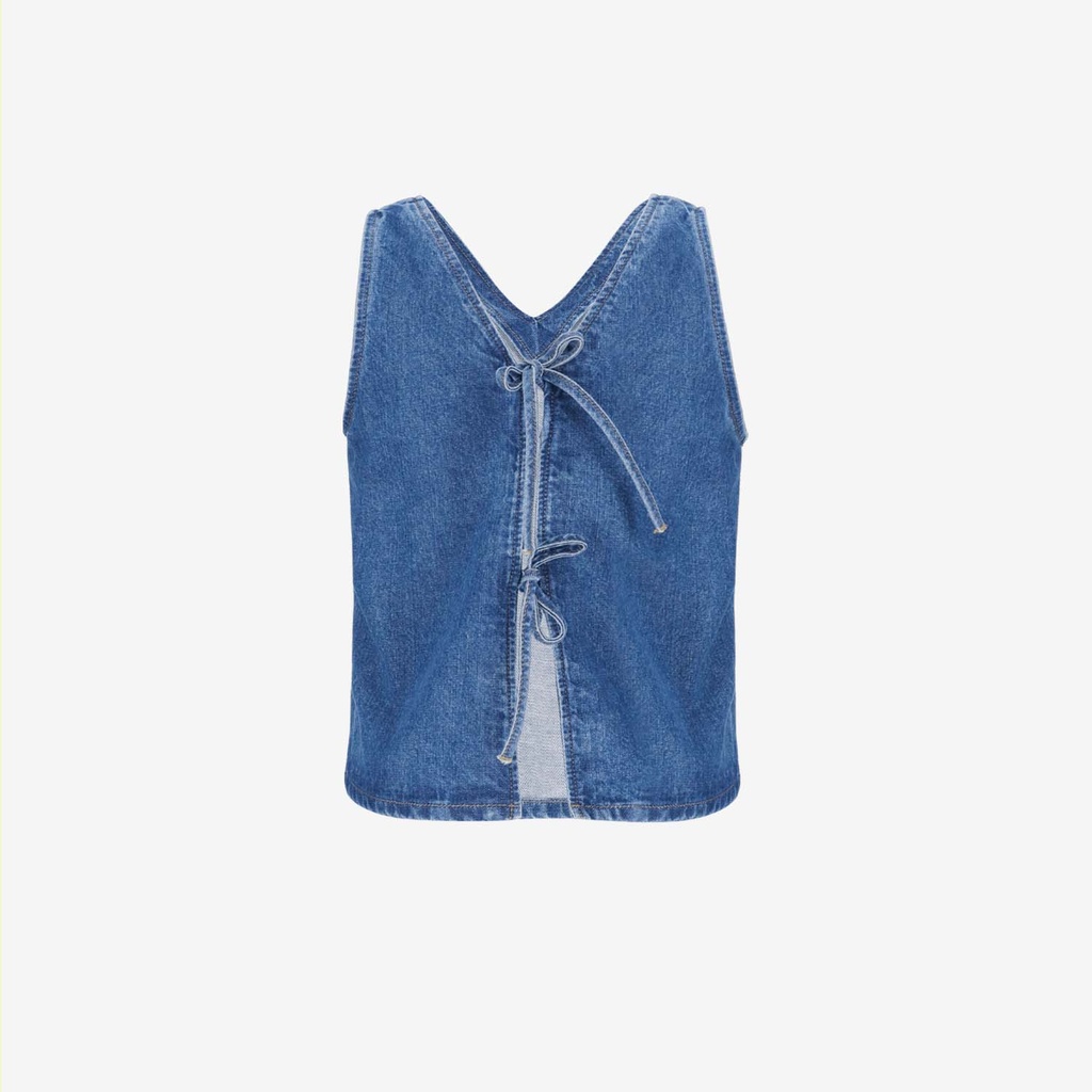 Top femme avec noeud sur le dos en jeans-TOUBA