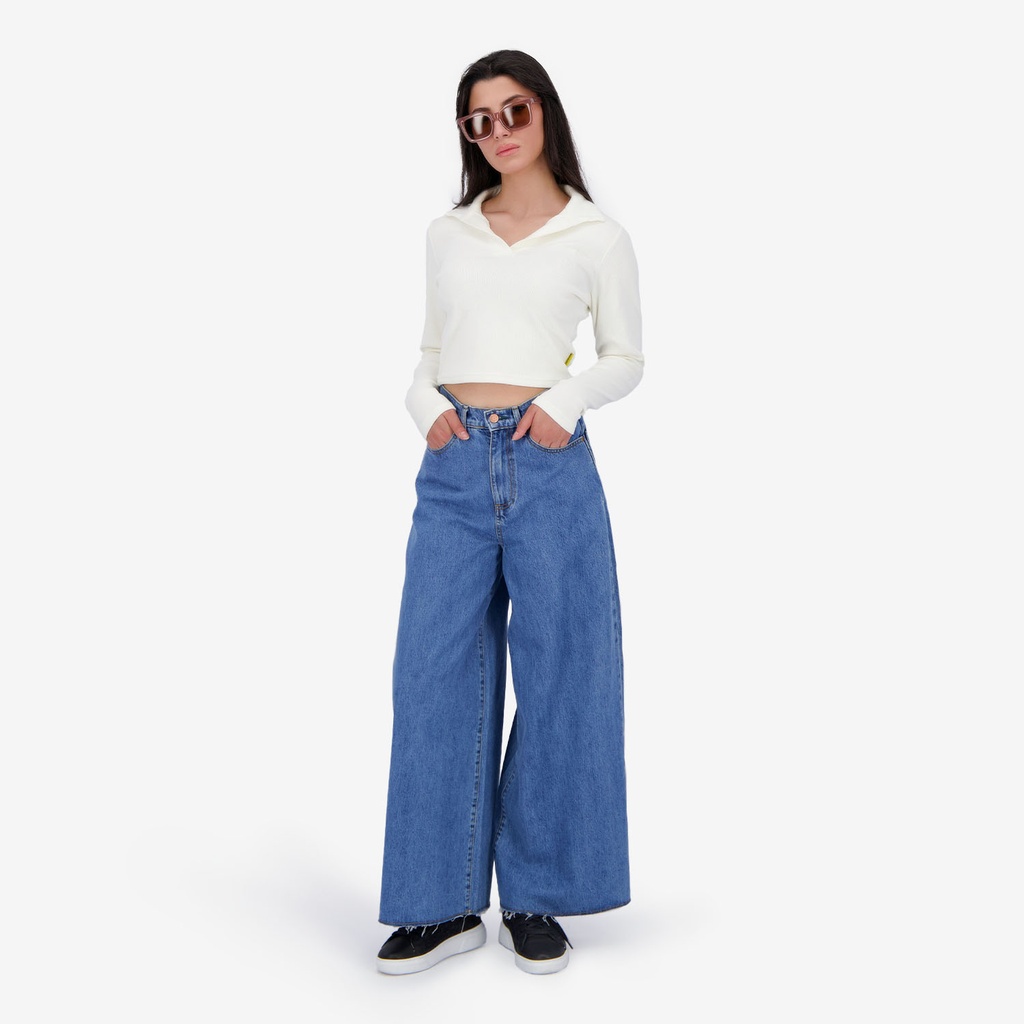 Polo côtelé femme manches longues