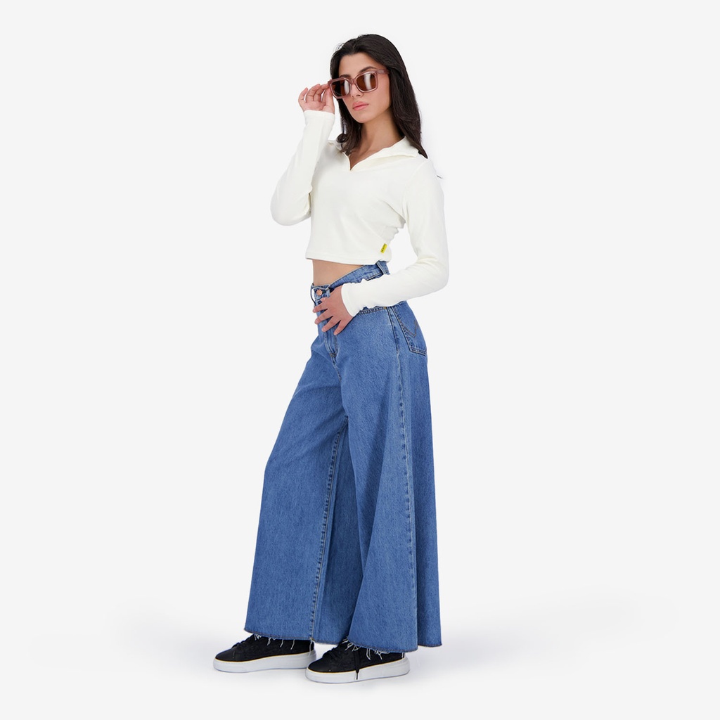 Polo côtelé femme manches longues