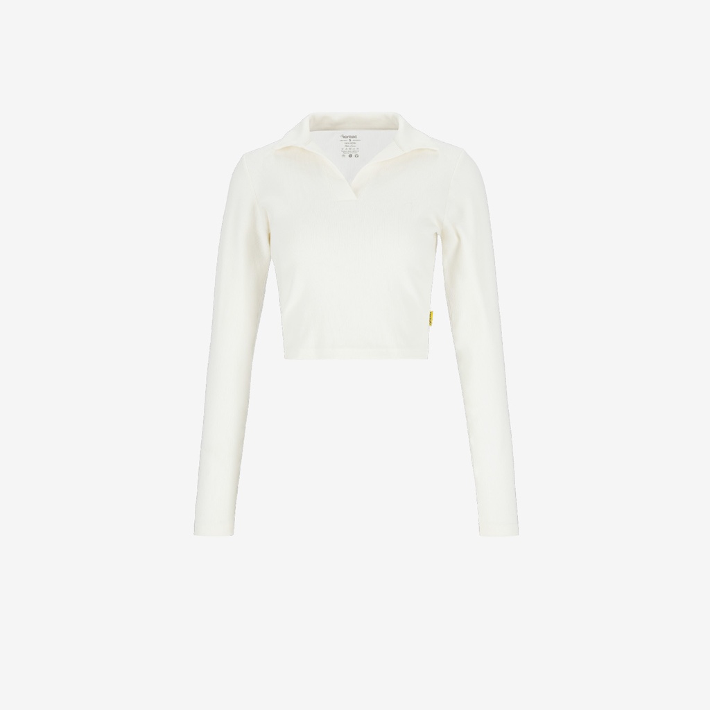 Polo côtelé femme manches longues