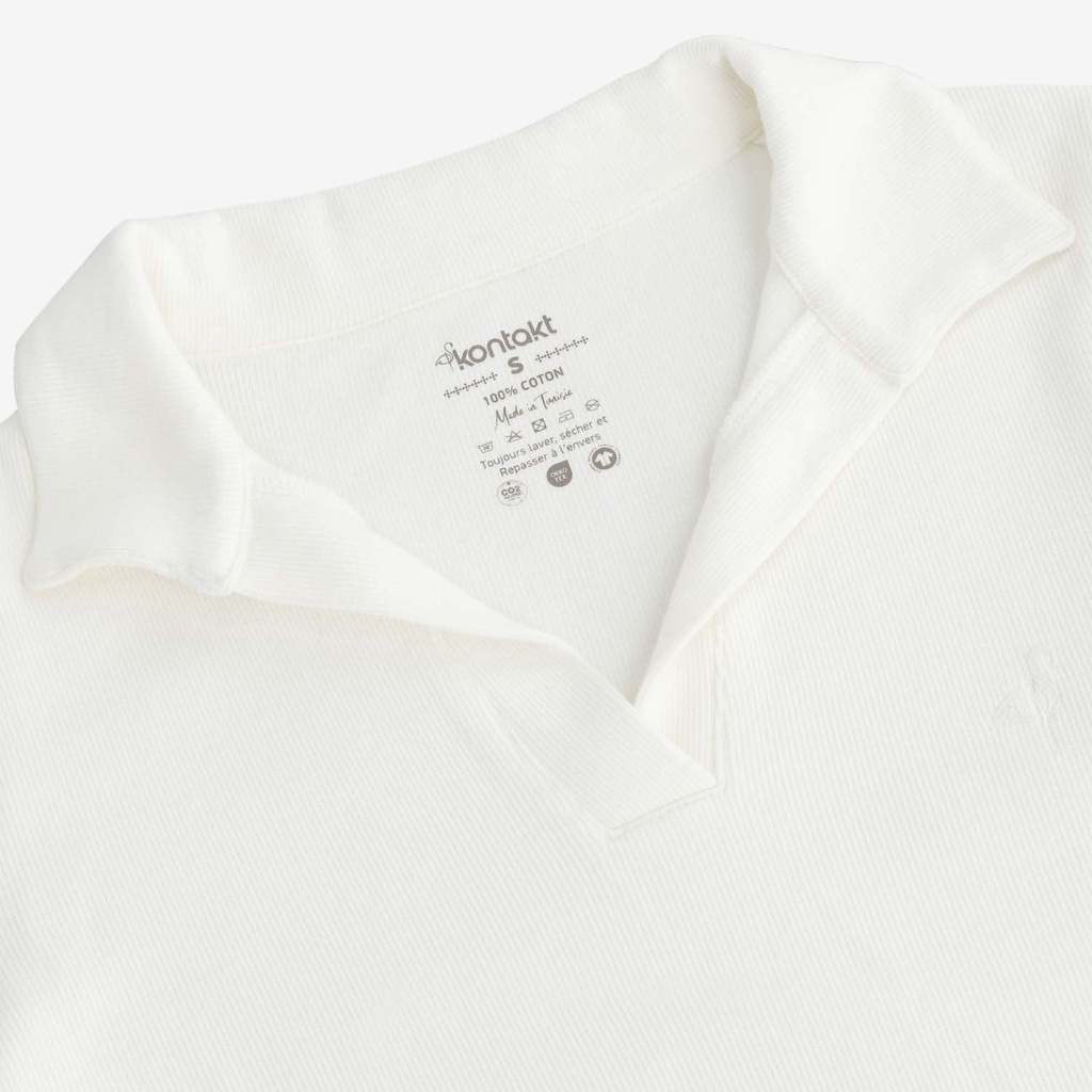 Polo côtelé femme manches longues