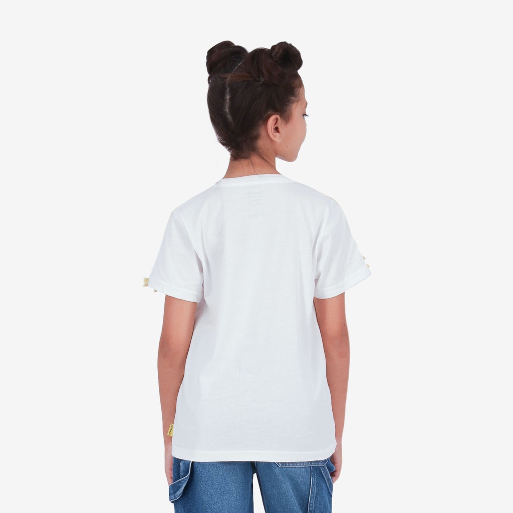 T-shirt fille manches à rayures avec nœuds