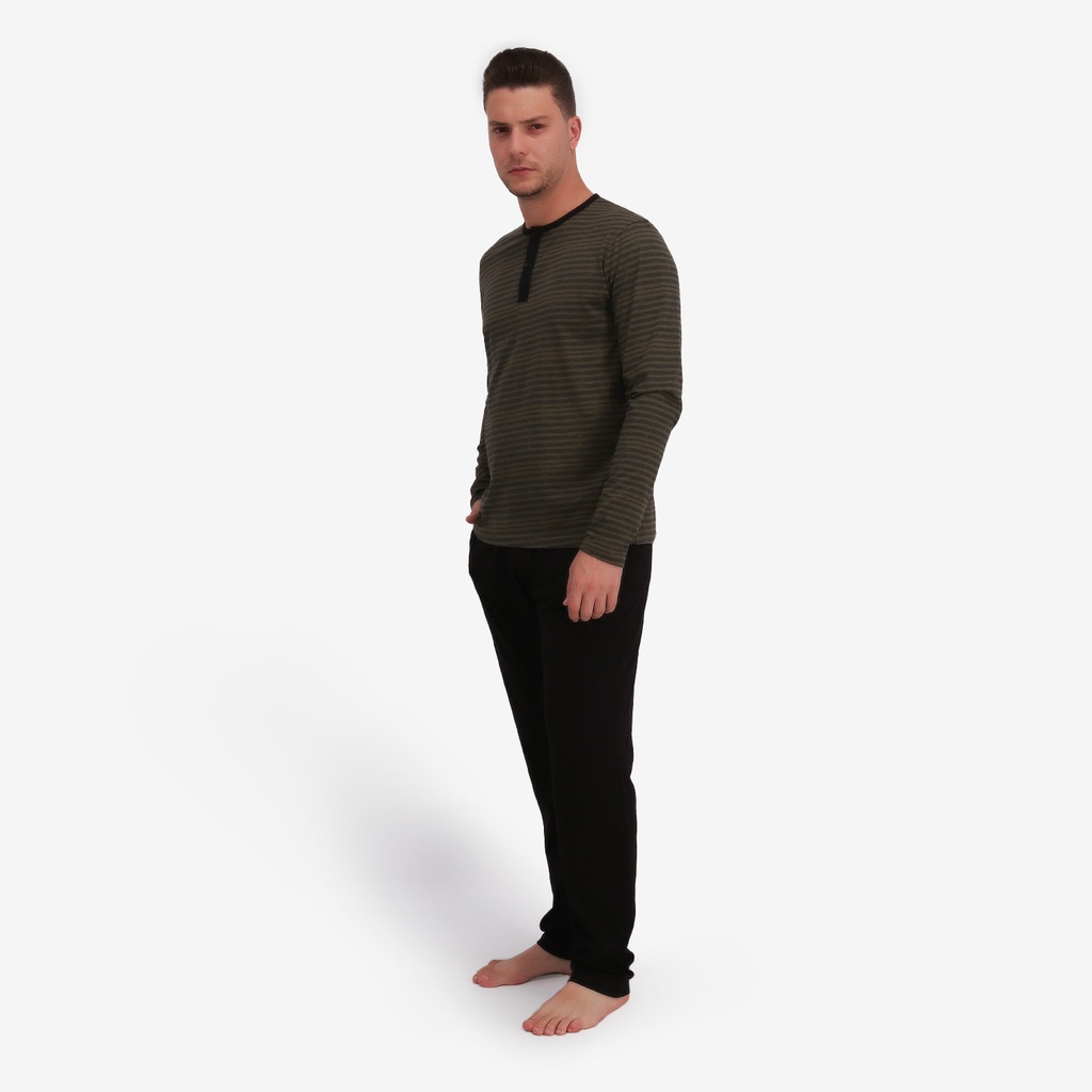 Pyjamas homme manche longue avec pate de boutonnage