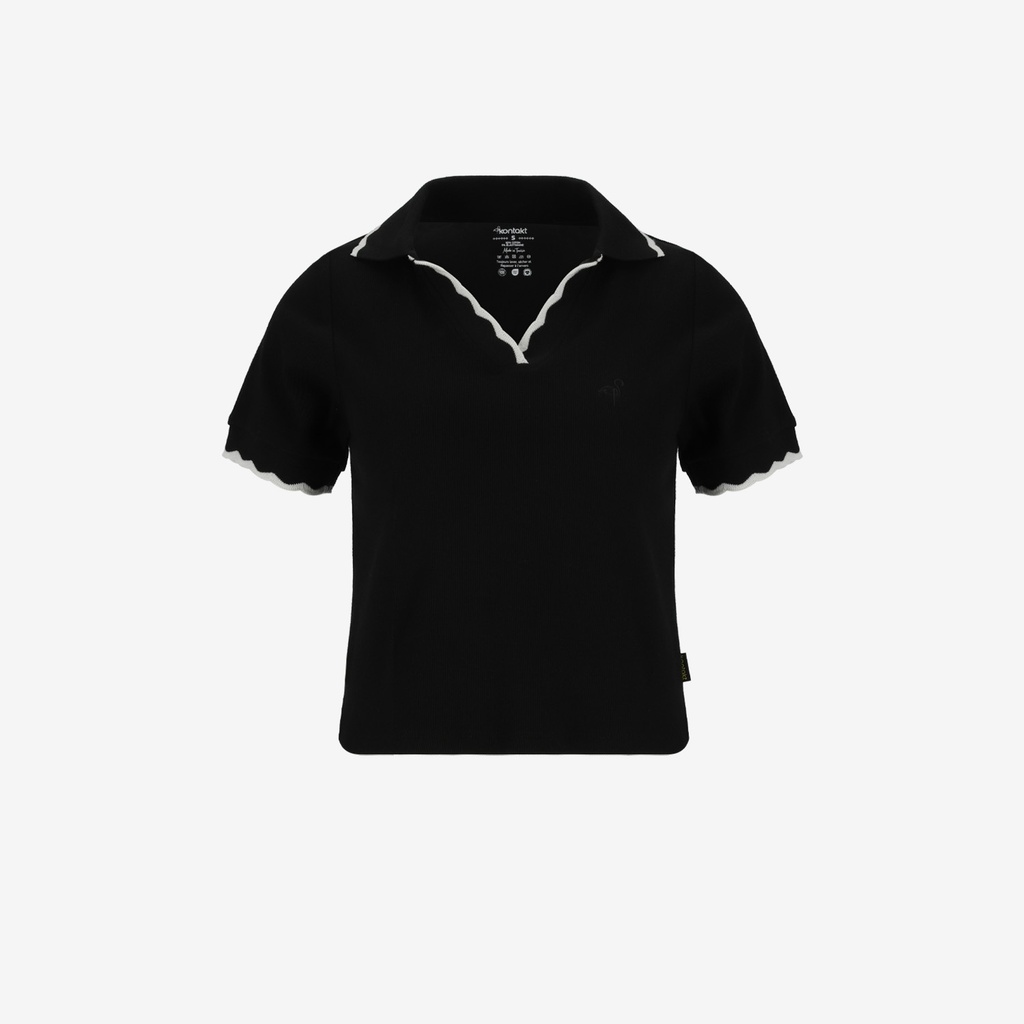 Polo côtelé femme manches courtes